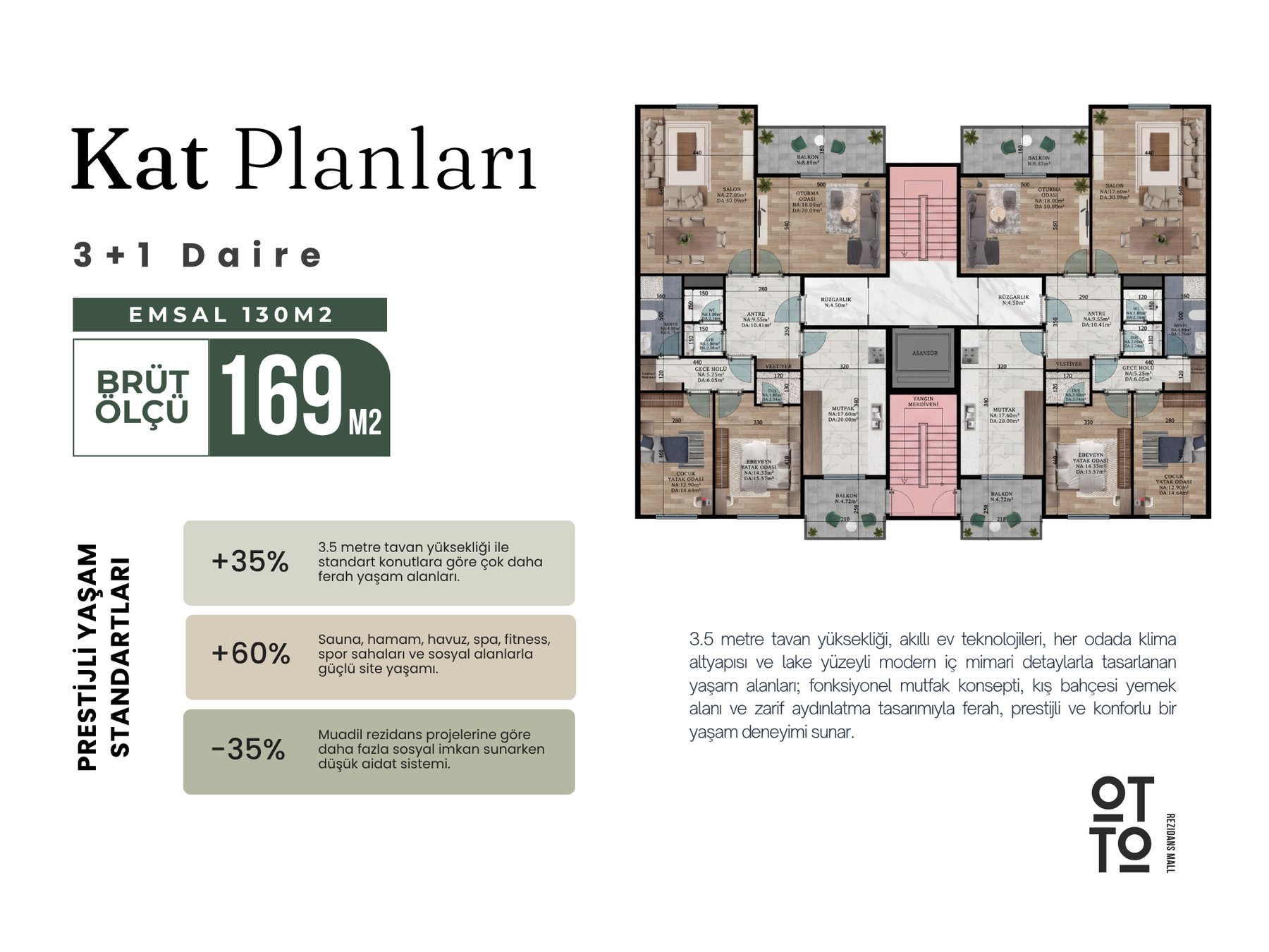 3+1 Büyük kat planı